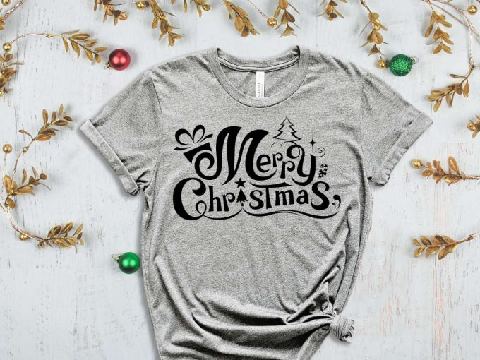 Merry Christmas T-Shirt, Christmas Gift, Christmas Tree Graphic Tees, Cute Christmas Shirt, Xmas Apparel, Holiday Shirts, Merry Xmas Tshirt 5