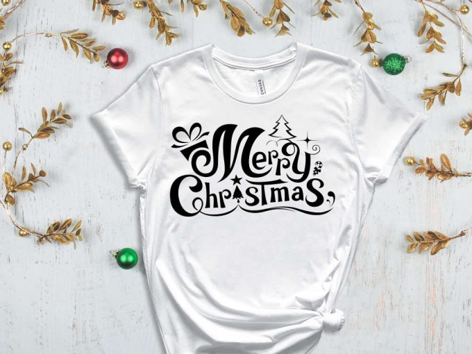 Merry Christmas T-Shirt, Christmas Gift, Christmas Tree Graphic Tees, Cute Christmas Shirt, Xmas Apparel, Holiday Shirts, Merry Xmas Tshirt 6