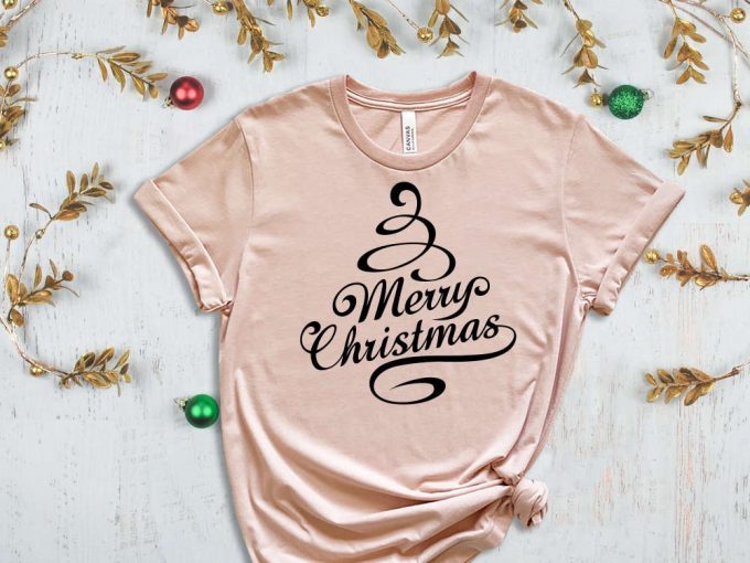 Merry Christmas Tree T-Shirt, Xmas Tree Graphic Tees, Merry Xmas Shirt, Holiday Apparel, Christmas Gift, Matching Family Tshirt, Xmas Vibes 5