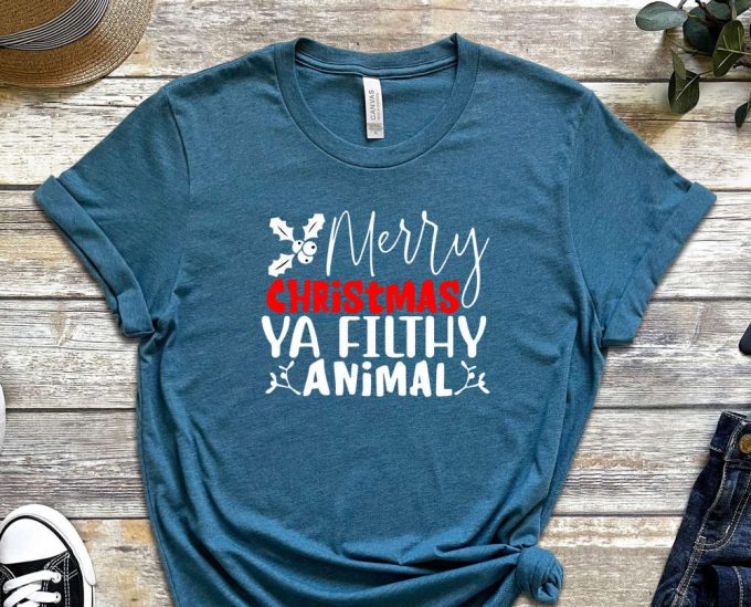 Merry Christmas Ya Filthy Animal T-Shirt, Merry Christmas Shirt, Saying Christmas Shirt, Xmas Gift, Christmas Apparel, Funny Holiday Tshirt 2