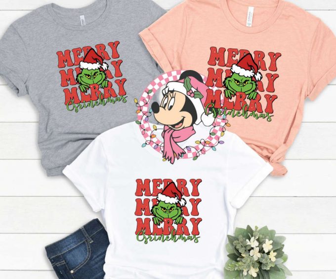 Merry Grinchmas Tshirt, Retro Grinch Shirt, Grinch Christmas Shirt For Women, Merry Grinchmas Tee, Cute Grinch T-Shirt For Girls 2