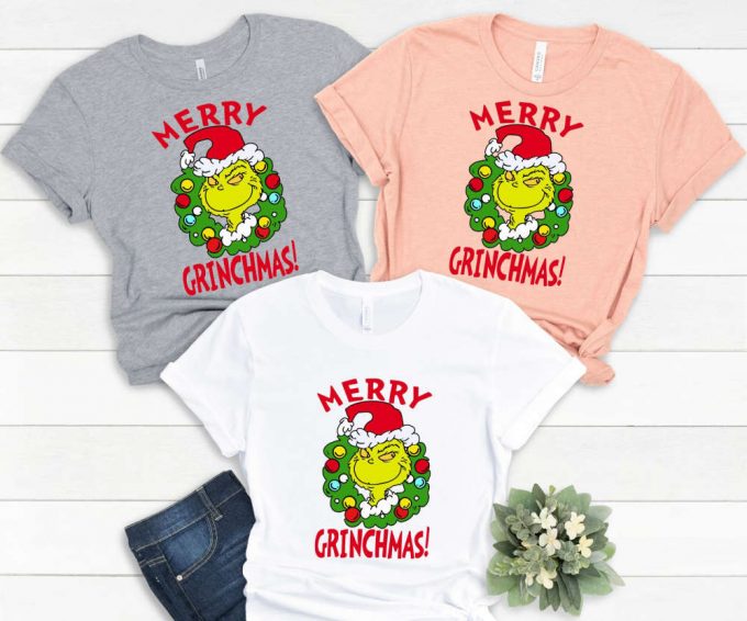 Merry Grinchmas Tshirt, Retro Grinch Shirt, Grinch Christmas Shirt For Women, Merry Grinchmas Tee, Cute Grinch T-Shirt For Girls 3