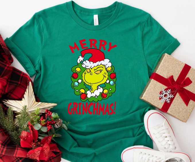 Merry Grinchmas Tshirt, Retro Grinch Shirt, Grinch Christmas Shirt For Women, Merry Grinchmas Tee, Cute Grinch T-Shirt For Girls 4