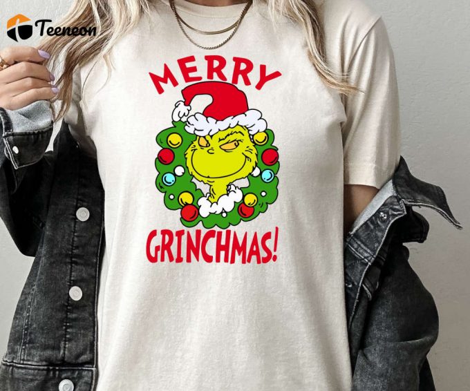 Merry Grinchmas Tshirt, Retro Grinch Shirt, Grinch Christmas Shirt For Women, Merry Grinchmas Tee, Cute Grinch T-Shirt For Girls 1