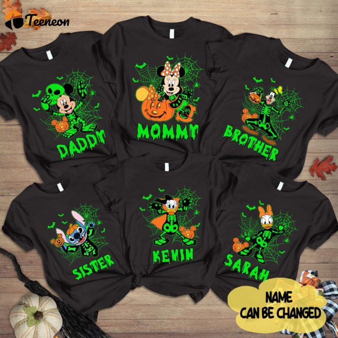 Spooky Mickey &Amp;Amp; Friends Skeleton Halloween Shirt Disneyland Character Shirt Family Matching Halloween Shirt 1