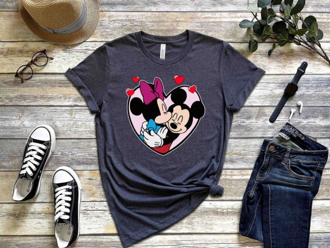 Mickey And Minnie Love Shirt, Heart Shirt, Kiss Shirt, Couple Shirt, Disney Shirt, Retro Cartoon Shirt, Disney Valentines Day Shirt 2