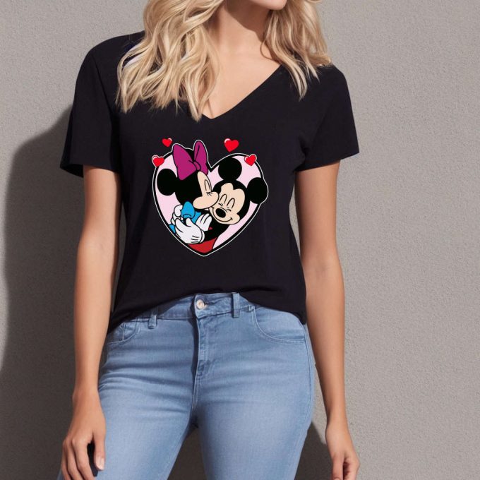 Mickey And Minnie Love Shirt, Heart Shirt, Kiss Shirt, Couple Shirt, Disney Shirt, Retro Cartoon Shirt, Disney Valentines Day Shirt 3