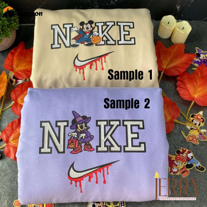 Mickey And Minnie Mouse Disney Halloween Nike Embroidered Sweatshirts 1