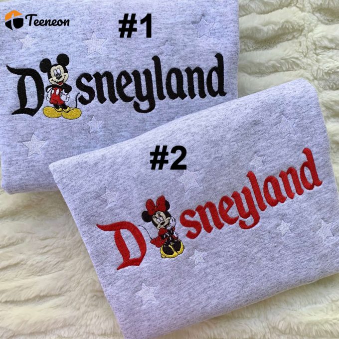 Mickey And Minnie Mouse Disneyland Embroidered Sweatshirts 1