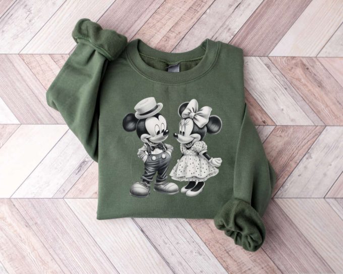 Mickey And Minnie Mouse Sweatshirt - Black &Amp; White Cartoon Character: Perfect Disney Couple Gift 2