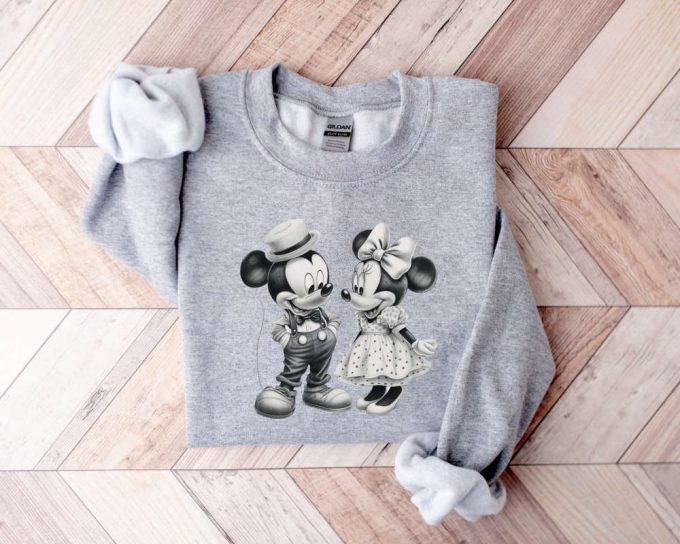 Mickey And Minnie Mouse Sweatshirt - Black &Amp; White Cartoon Character: Perfect Disney Couple Gift 3