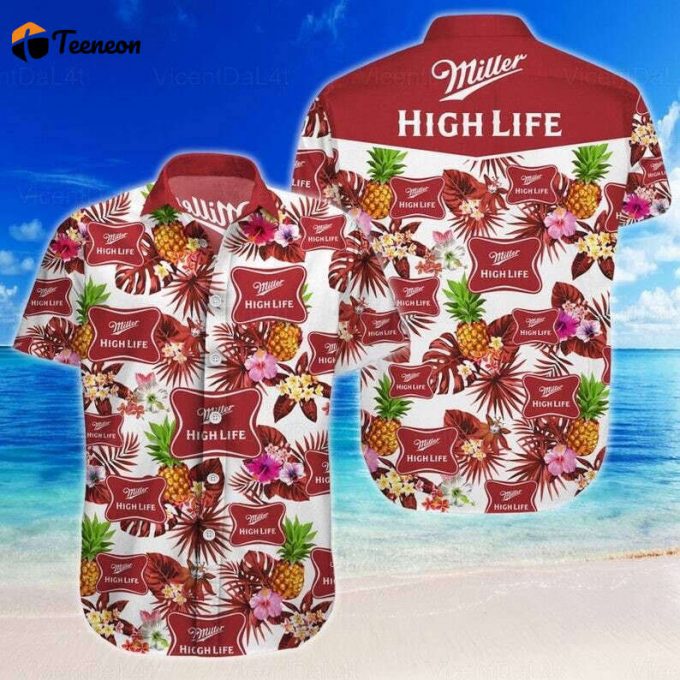 Miller High Life Tropical Pattern Hawaiian Shirt Gift For Men And Women 1