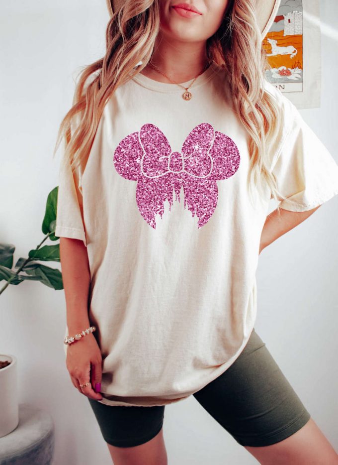 Minnie Mouse T-Shirt: Faux Glitter Shirt Disney Birthday Girl Tee Comfort Colors In Pink Disney Mom &Amp; Holiday Tee 2