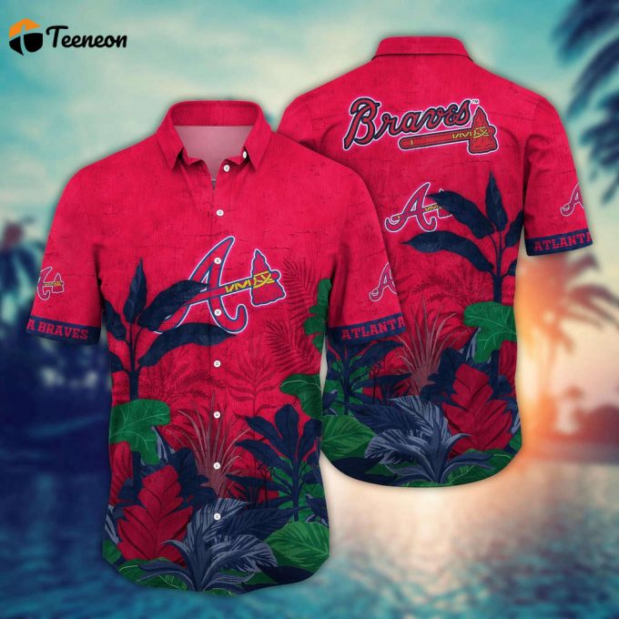 Mlb Atlanta Braves Hawaiian Shirt Flower Tropical Trees Pattern For Fans 1