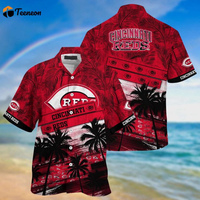 Mlb Cincinnati Reds Hawaiian Shirt Palm Tree Pattern For Fans Sports 1