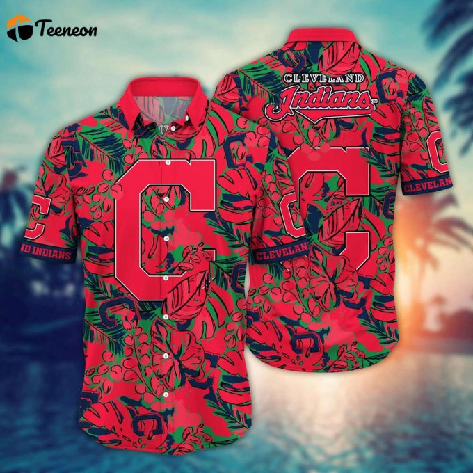Mlb Cleveland Indians Hawaiian Shirt Flower Palm Tree Paradise For Fans 1