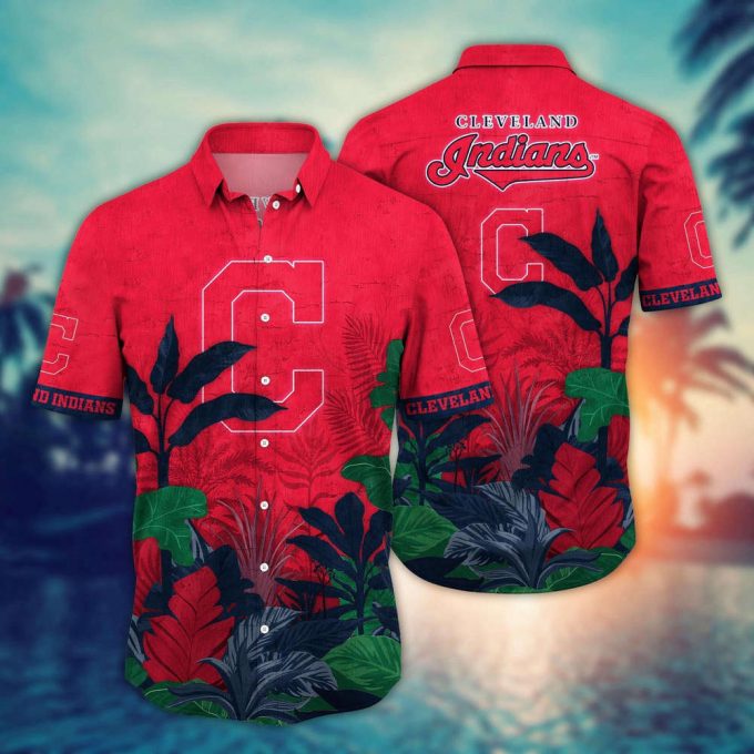 Mlb Cleveland Indians Hawaiian Shirt Flower Tropical Trees Pattern For Fans 2