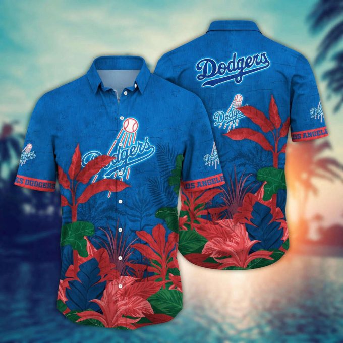 Mlb Los Angeles Dodgers Hawaiian Shirt Flower Tropical Trees Pattern For Fans 2