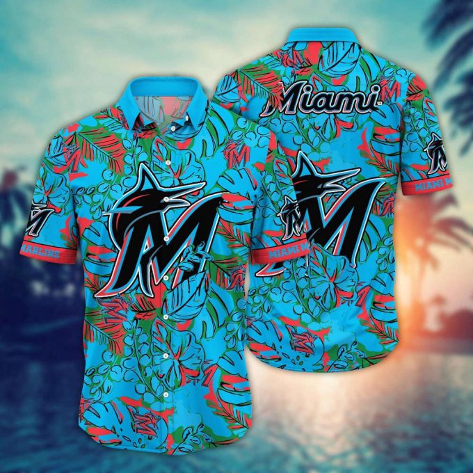 Mlb Miami Marlins Hawaiian Shirt Flower Palm Tree Paradise For Fans 2