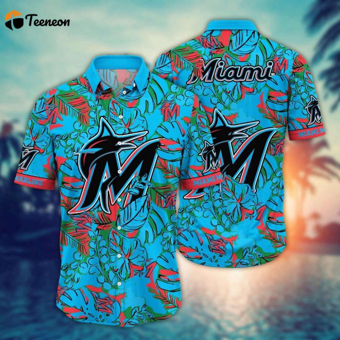 Mlb Miami Marlins Hawaiian Shirt Flower Palm Tree Paradise For Fans 1