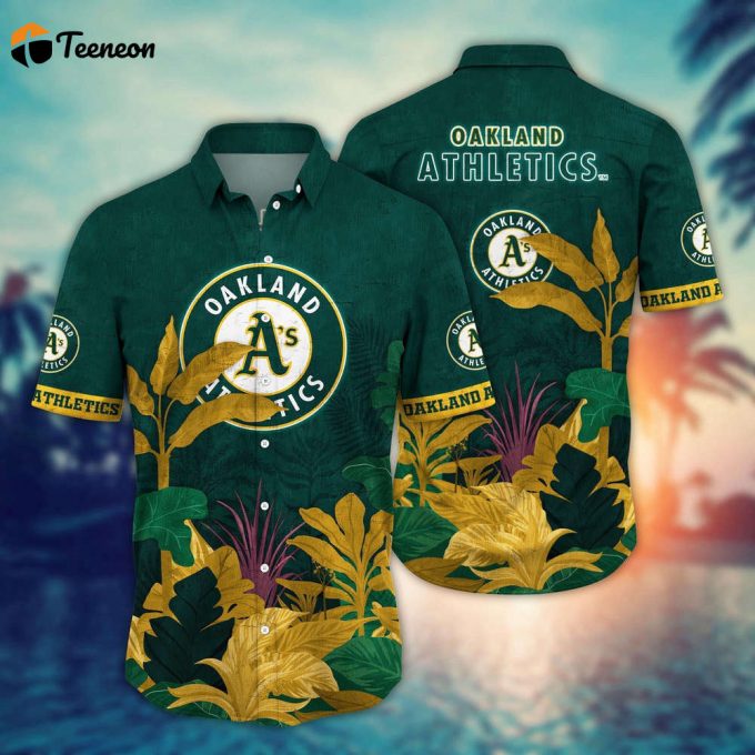 Mlb Oakland Athletics Hawaiian Shirt Flower Tropical Trees Pattern For Fans 1