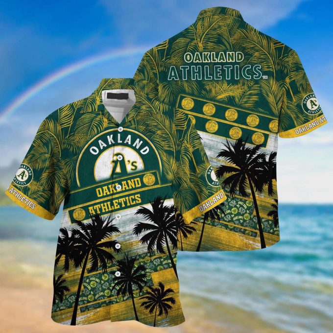 Mlb Oakland Athletics Hawaiian Shirt Palm Tree Pattern For Fans Sports 2