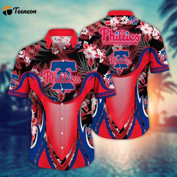 Mlb Philadelphia Phillies Hawaiian Shirt Flower Grandstand Glamour For Fans 1