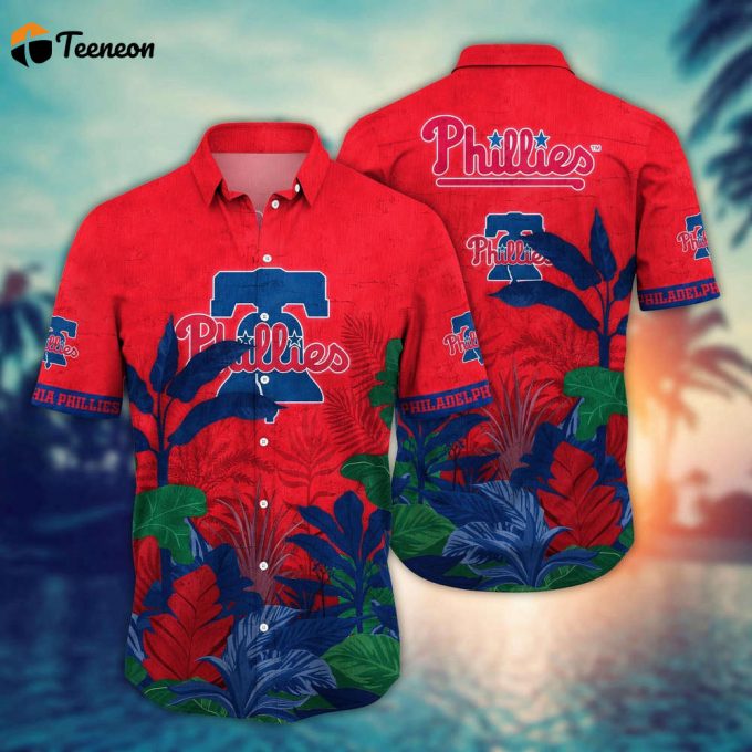 Mlb Philadelphia Phillies Hawaiian Shirt Flower Tropical Trees Pattern For Fans 1