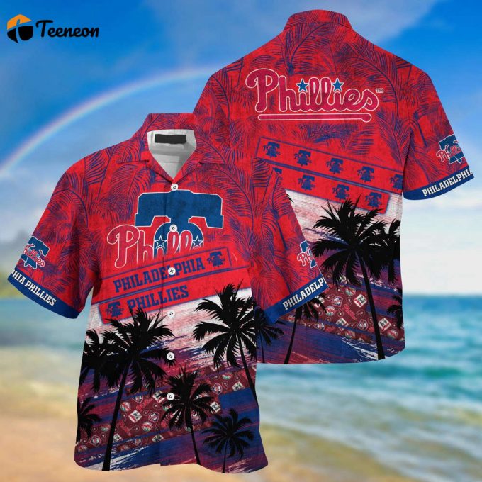 Mlb Philadelphia Phillies Hawaiian Shirt Palm Tree Pattern For Fans Sports 1