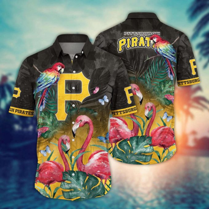 Mlb Pittsburgh Pirates Hawaiian Shirt Flower Pink Crane Pattern For Fans 2