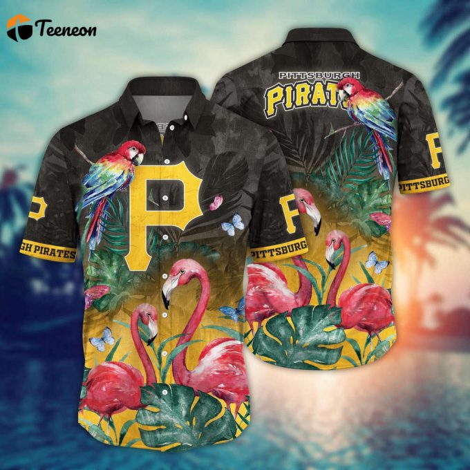 Mlb Pittsburgh Pirates Hawaiian Shirt Flower Pink Crane Pattern For Fans 1