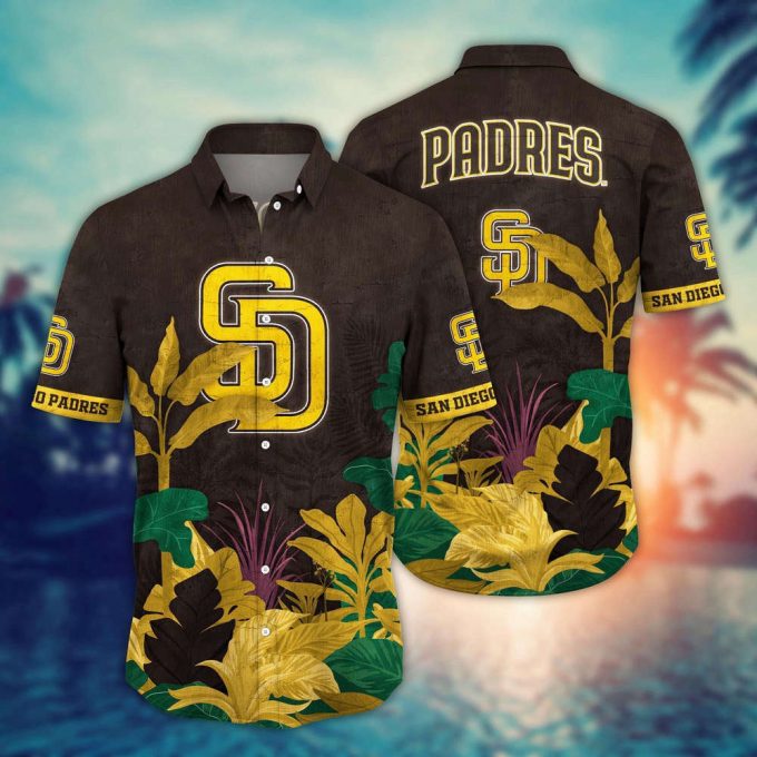 Mlb San Diego Padres Hawaiian Shirt Flower Tropical Trees Pattern For Fans 2