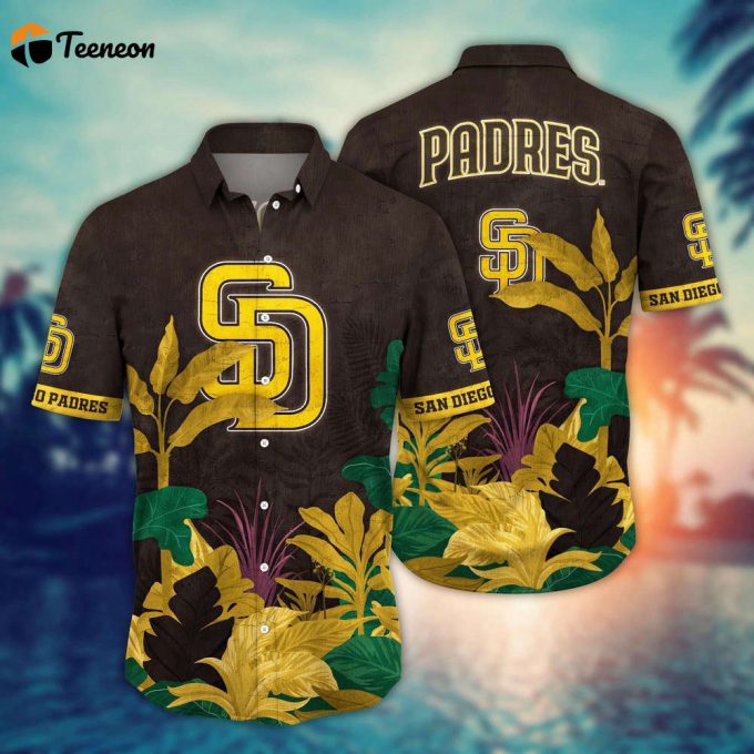 Mlb San Diego Padres Hawaiian Shirt Flower Tropical Trees Pattern For Fans 1