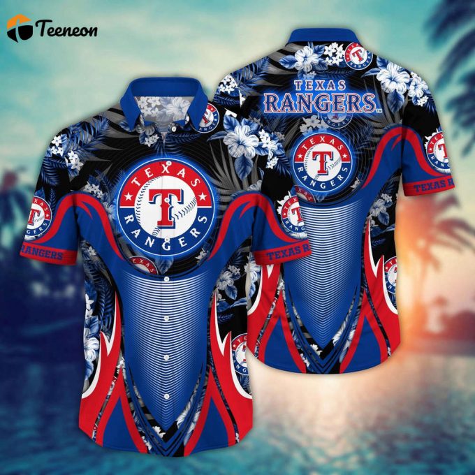 Mlb Texas Rangers Hawaiian Shirt Flower Grandstand Glamour For Fans 1