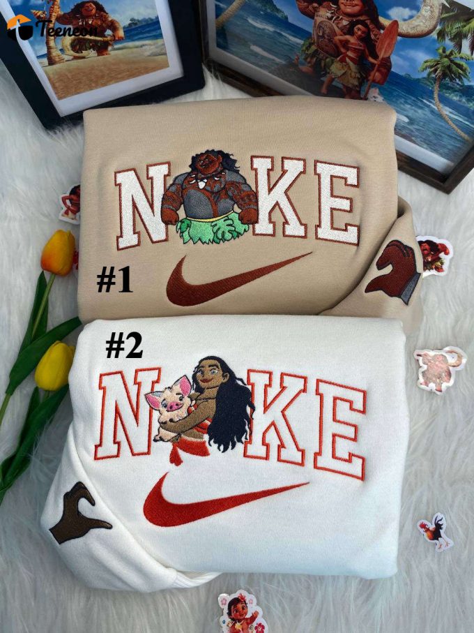 Moana And Maui Disney Nike Embroidered Sweatshirts 1