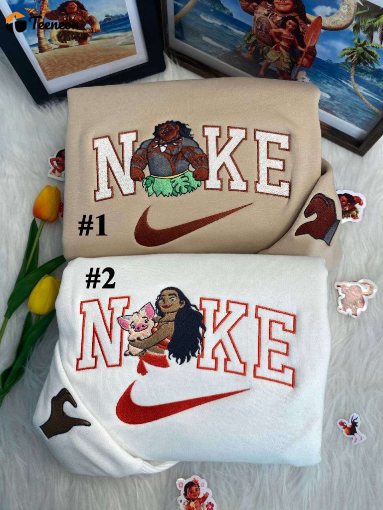 Moana And Maui Disney Nike Embroidered Sweatshirts 2