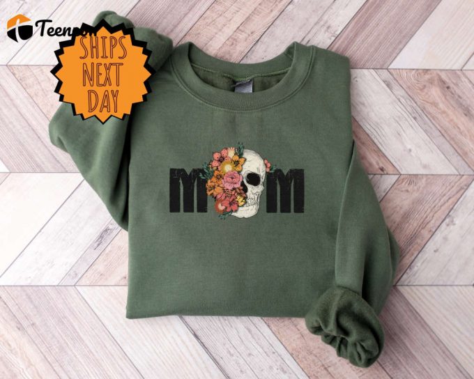 Floral Mom Skull Sweatshirt: Funny Mother S Day &Amp;Amp; Cute Mama Sweater 1