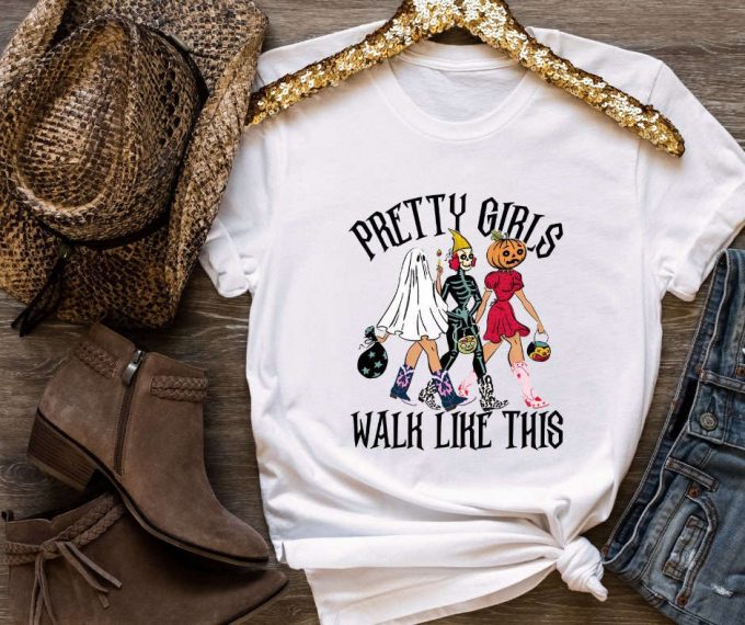 Mommy Matching Halloween T-Shirt, Pretty Girls Walk Like This T-Shirt, Cute Shirt For Halloween, Trendy Fall Shirt, Spooky Season Tee 2