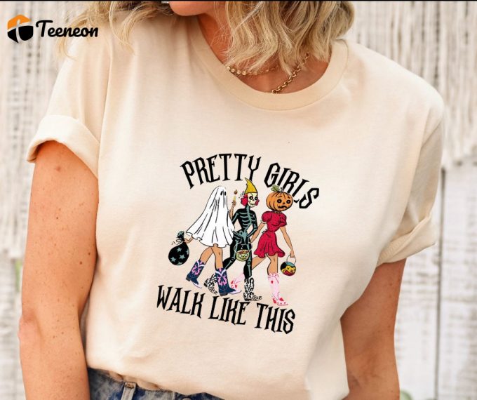 Mommy Matching Halloween T-Shirt, Pretty Girls Walk Like This T-Shirt, Cute Shirt For Halloween, Trendy Fall Shirt, Spooky Season Tee 1