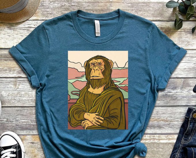 Monkey Lisa Shirt, Davinci Shirt, Mona Lisa Shirt, Pop Culture Shirt, Funny Monkey Shirt, Art Shirt, Artist Shirt, Cool Portrait Shirt 3