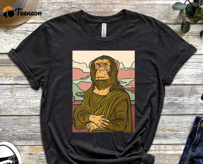 Monkey Lisa Shirt, Davinci Shirt, Mona Lisa Shirt, Pop Culture Shirt, Funny Monkey Shirt, Art Shirt, Artist Shirt, Cool Portrait Shirt 1