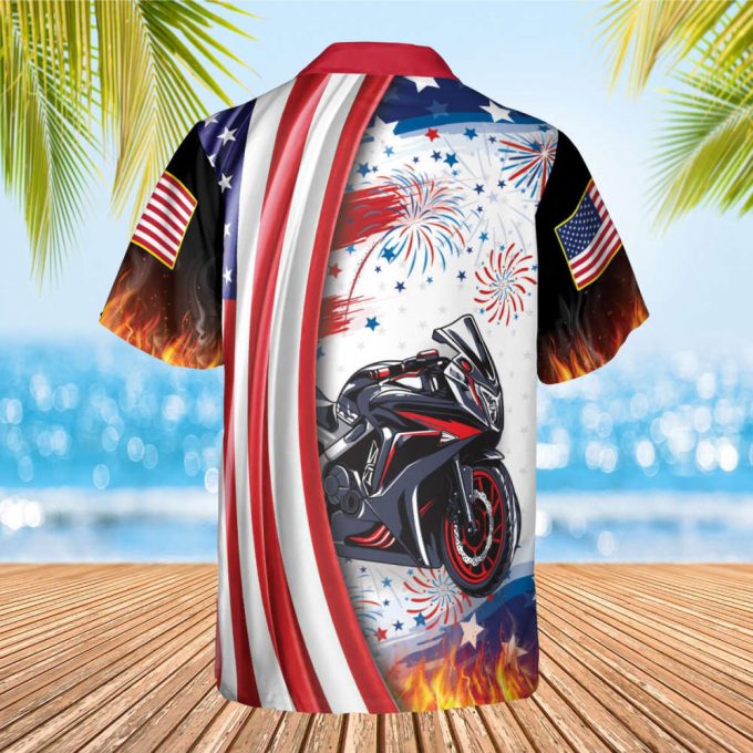 Motobike Usa Flag Hawaiian Shirt, Motocross Lover Hawaii Beach Retro, Hawaii Shirt, Hawaiian Aloha Shirt, Hawaii Shirt For Men And Women 3
