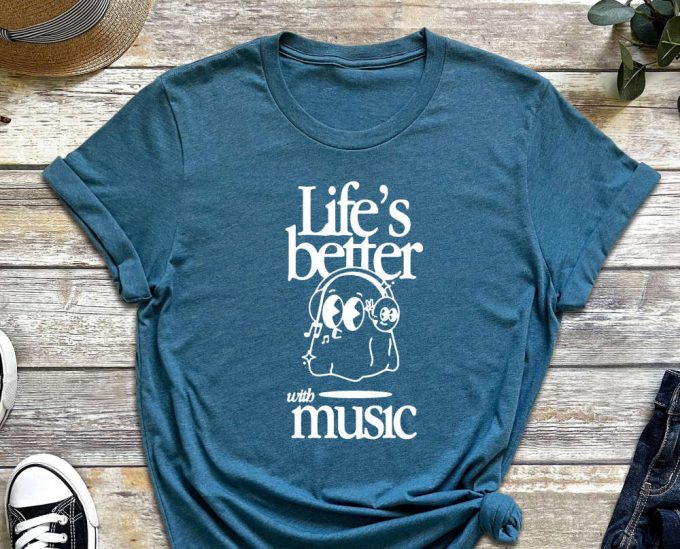 Music Shirt, Better With Music, Musical Shirt, Cute Ghost, Ghost Shirt, Positive Shirt, Motivational Shirt 5