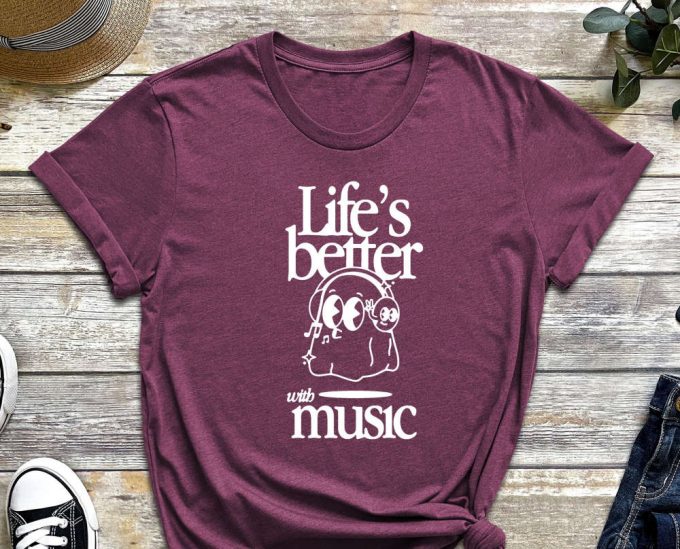 Music Shirt, Better With Music, Musical Shirt, Cute Ghost, Ghost Shirt, Positive Shirt, Motivational Shirt 6