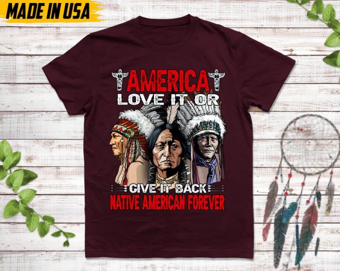 Native American Unisex T-Shirt, Native American Gift, Native American Pride Indigenous Shirt, America Love It Or Give It Back 3