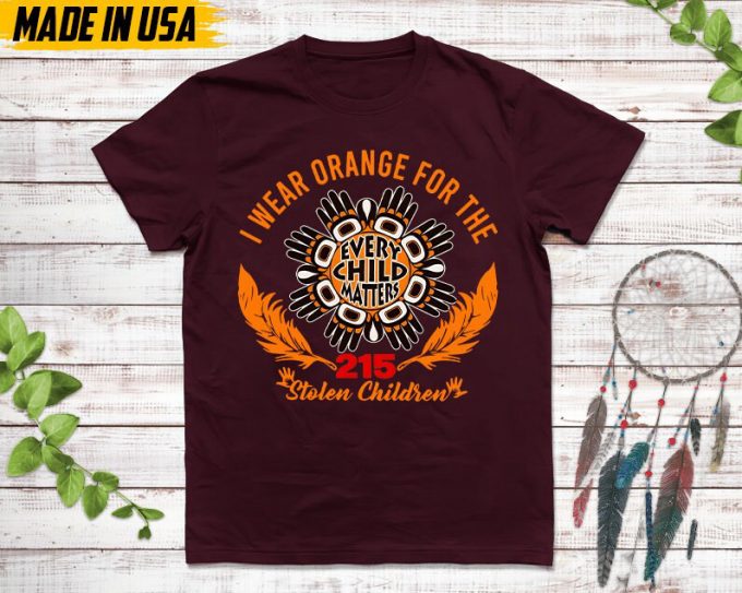 Native American Unisex T-Shirt, Native American Gift, Native American Pride Indigenous Shirt, I Wear Orange For 215 Stolen Children Shirt 3