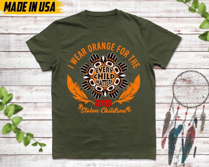 Native American Unisex T-Shirt, Native American Gift, Native American Pride Indigenous Shirt, I Wear Orange For 215 Stolen Children Shirt 4