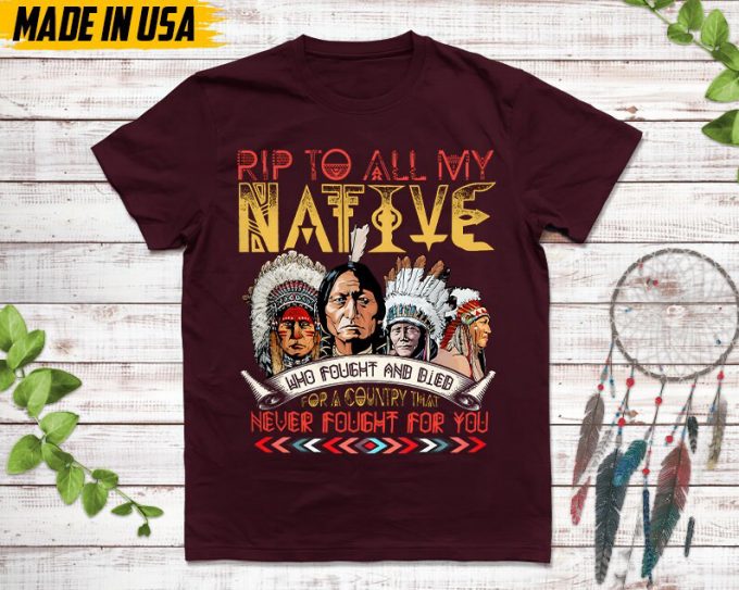 Native American Unisex T-Shirt, Native American Gift, Native American Pride Indigenous Shirt, Rip To All My Native Who Fought And Died Shirt 6