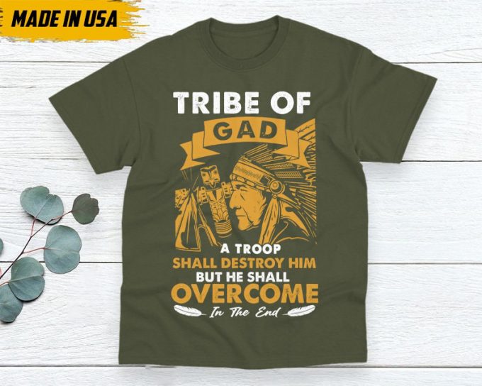 Native American Unisex T-Shirt, Native American Gift, Native American Pride Indigenous Shirt, Tribe Of Gad, He Shall Overcome In The End 4