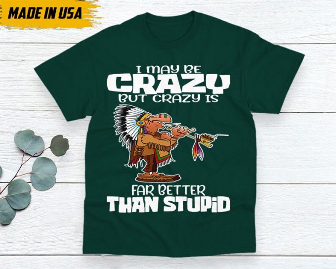 Native American Unisex T-Shirt, Native American Gift, Native American Shirt, I May Be Crazy But Crazy Is Far Better Than Stupid 2